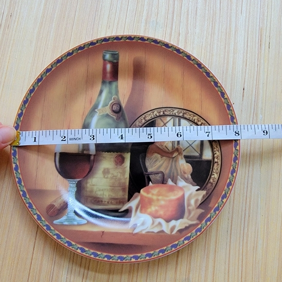 Burton Painted Art Wine Italian Collector Dessert Plate Dish Kitchen Wall Decor - Picture 5 of 5
